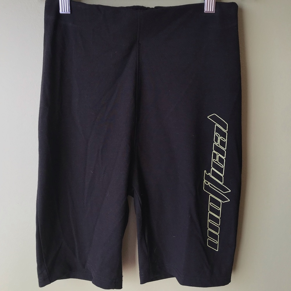 Black Biker Shorts With Green Detail